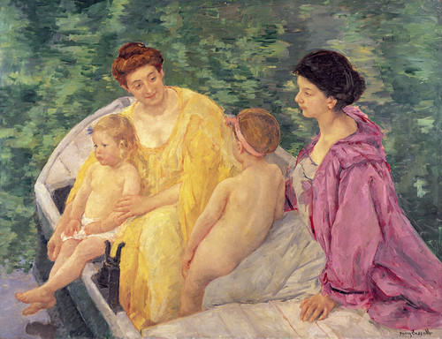 Art Prints of The Swim or Two Mothers and Their Children on a Boat by Mary Cassatt