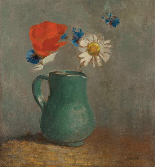 Art Prints of Poppy and Daisy in a Pitcher by Odilon Redon