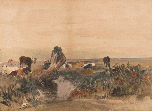 Art Prints of Cattle by a Stream by Peter De Wint