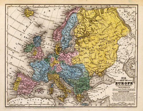 Art Prints of Map of Europe, 1839 (0523009) by Samuel Augustus Mitchell