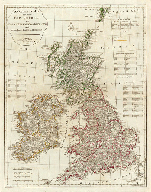 Art Prints of A Complete map of the British Isles, 1788 (0411007) by Thomas Kitchin