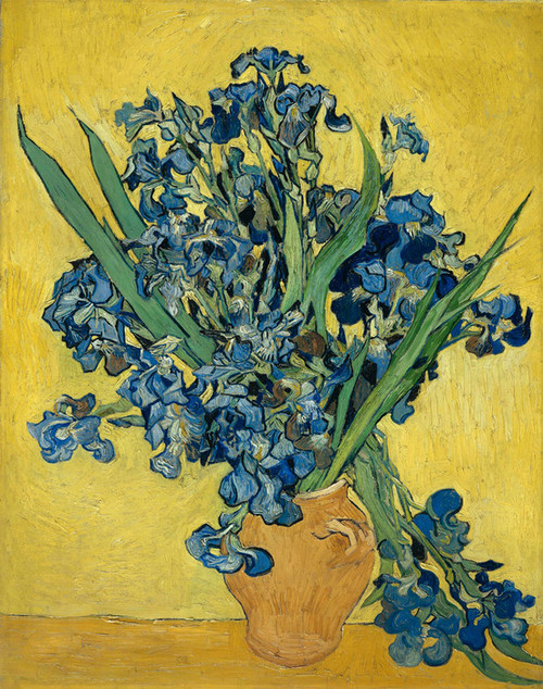 Art Prints of Irises Against a Yellow Background by Vincent Van Gogh