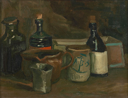 Art Prints of Still Life with Bottles and Earthenware by Vincent Van Gogh
