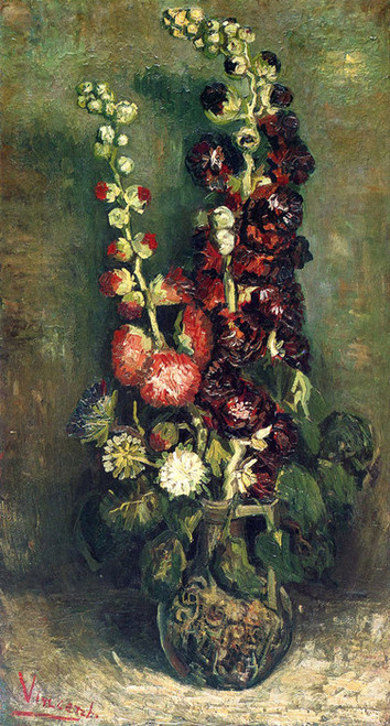 Art Prints of Vase of Hollyhocks, 1886 by Vincent Van Gogh