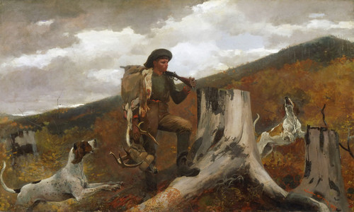 Art Prints of A Huntsman and His Dogs by Winslow Homer