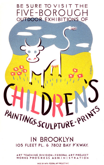 Art Prints of Outdoor Exhibitions of Children's Art in Brooklyn (399144), WPA Poster