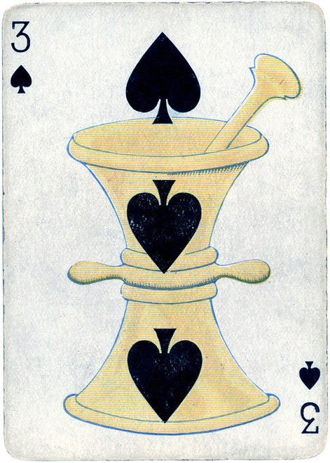 Art Prints of Playing Card, 3 of Spades, Vintage Game Pieces & Playing Cards