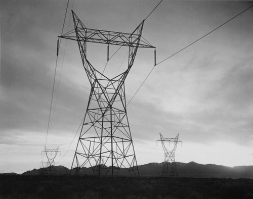 Art prints of Photograph of Transmission Lines in Mojave Desert Leading from Hoover Dam (aka Boulder Dam) by Ansel Adams
