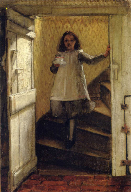Art prints of Girl on Stairs by Laura Theresa Alma-Tadema