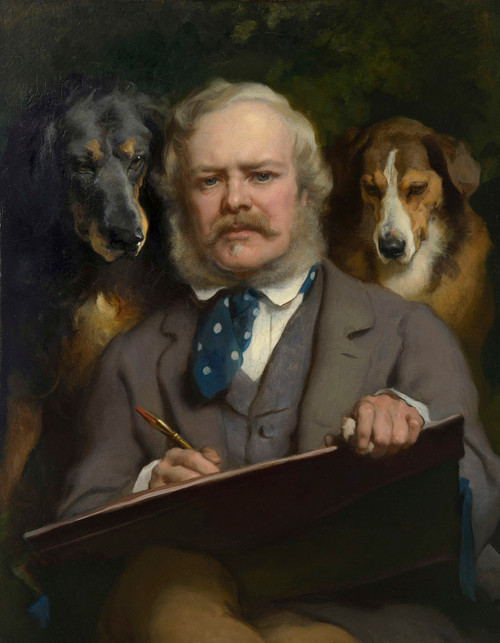 Self Portrait with Dogs by Edwin Henry Landseer