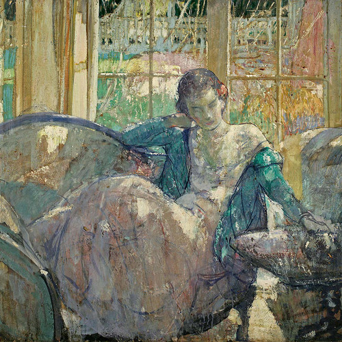 Art Prints Young Woman Seated on a Sofa by Richard Edward Miller