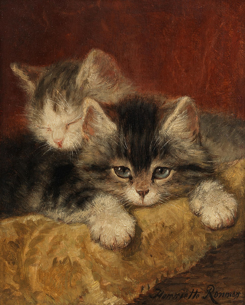Art Prints of Two Kittens on a Pillow lll by Henriette Ronner Knip