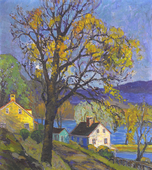 Art Prints of Houses Along the Delaware by Fern Coppedge