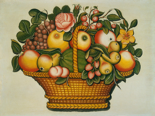 Art Prints of Basket of Fruit and Flowers by 19th Century American Artist