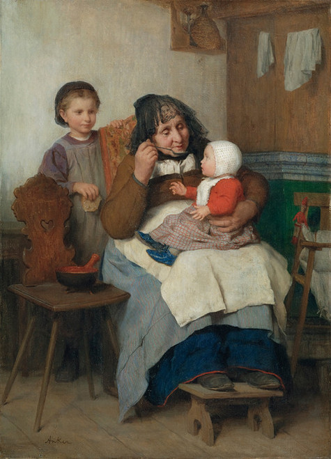 Art Prints of Grandmother Spooning Soup to Her Grandchild, 1868 by Albert Anker