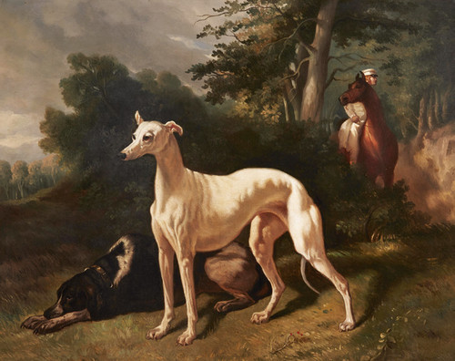 Art Prints of Hounds in a Wooded Landscape by Alfred de Dreux