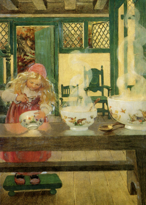 Art Prints of Goldilocks & the Three Bowls by Jessie Willcox Smith