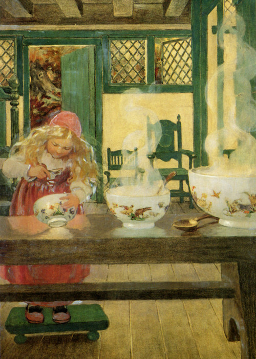 Art Prints of Goldilocks & the Three Bowls by Jessie Willcox Smith