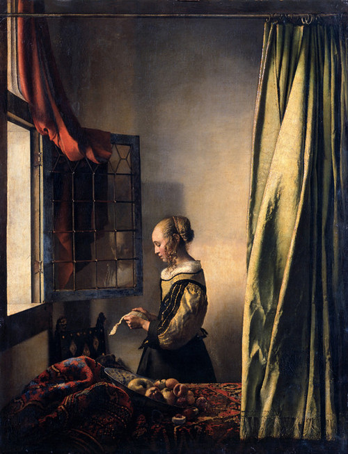 Art Prints of Girl Reading a Letter by an Open Window by Johannes