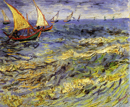 Art Prints of Seascape at Saintes Maries, 1888 by Van Gogh