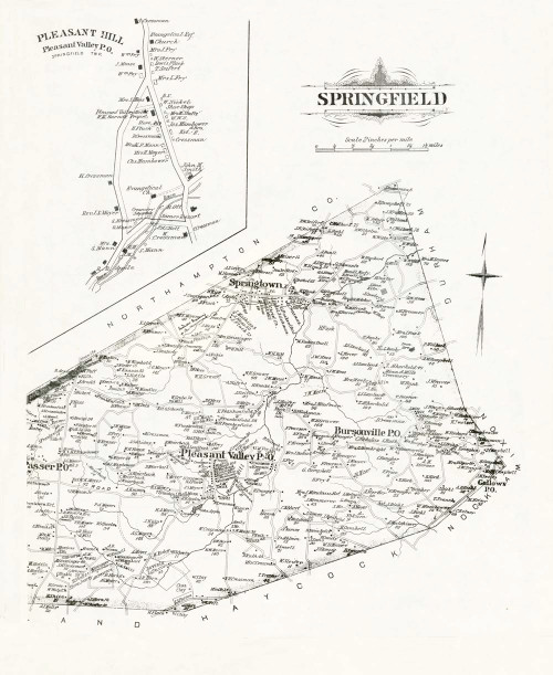Art Prints of Bucks County Map Springfield, Bucks County Vintage Map