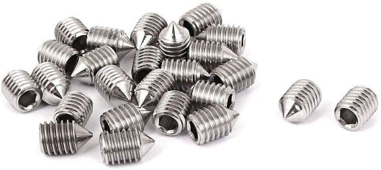 Grub Screws Metric Thread (Mixed 40 PACK) A2 Stainless Steel 10 X M3,M4,M5 & M6 x 5mm Socket Cone Point Allen Key Grub Screw Free UK Delivery
