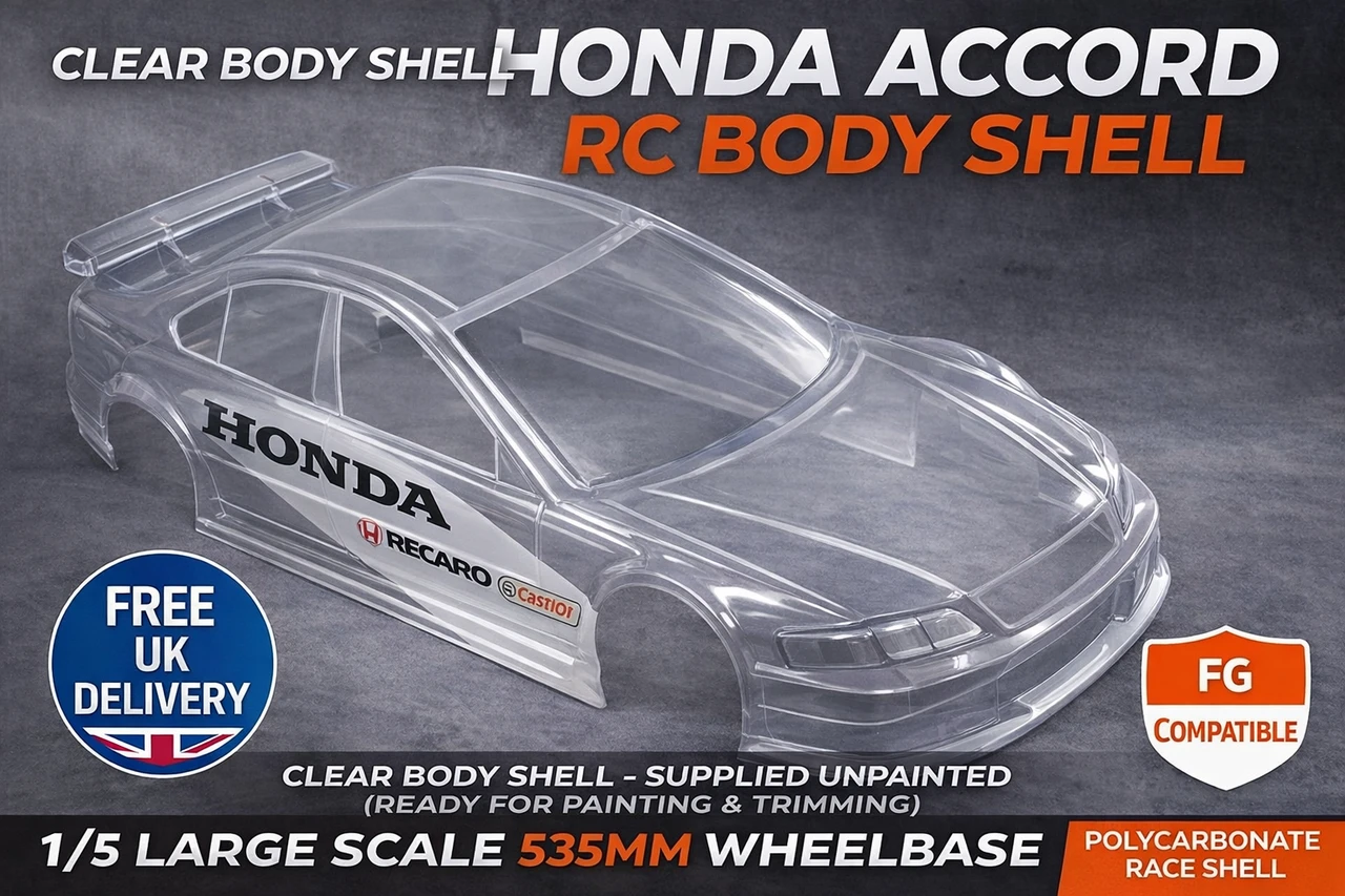 Honda Accord 1/5 scale RC touring car body shell 21 inch wheelbase clear PET large scale
