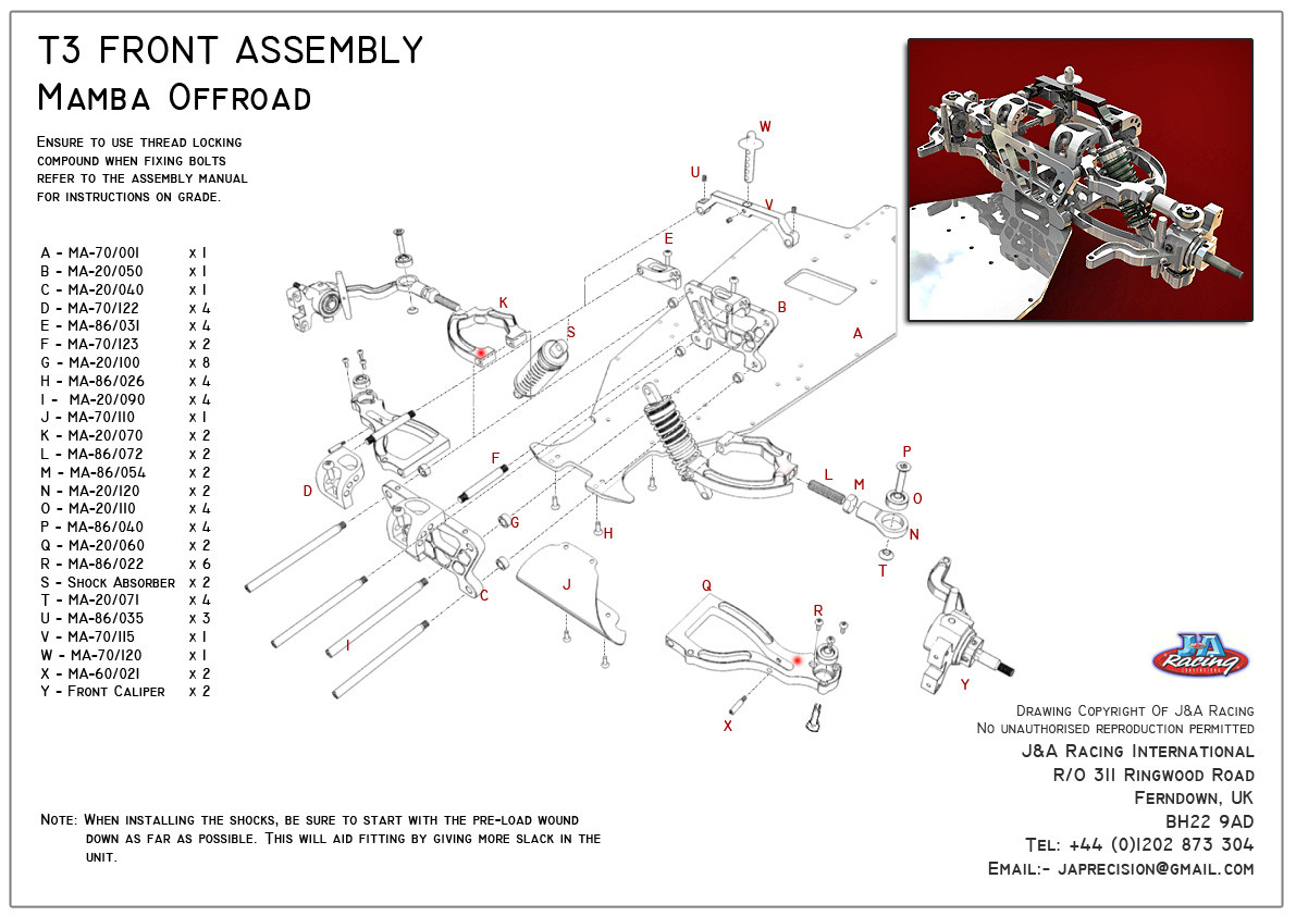 T3 Mamba Pro Front Lower wishbone R/H / LH Side
