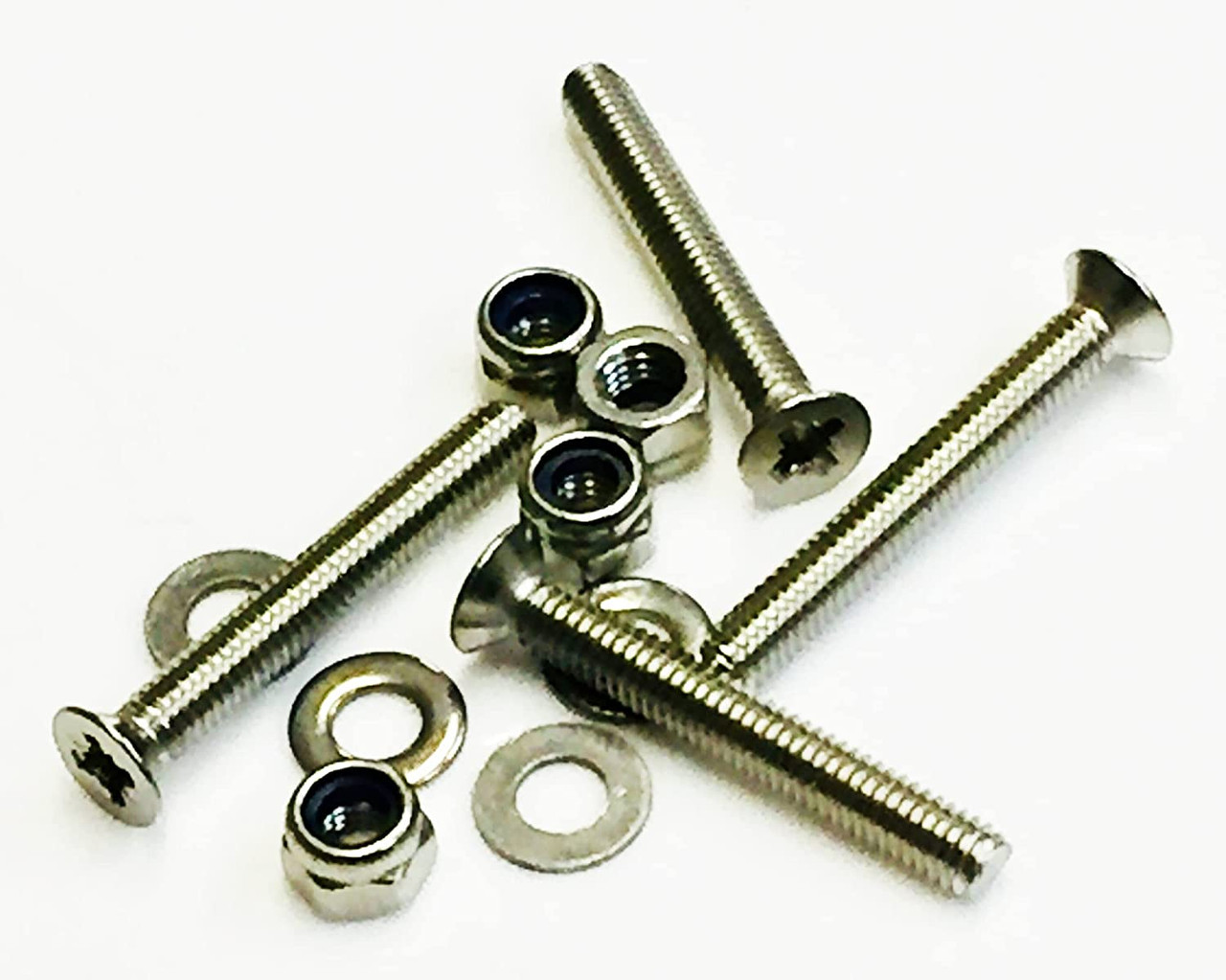 Countersunk Bolt, Nut & Washer (4 Pack) M4 X 30mm (Including Head) A2 Stainless Steel Pozi Countersink Head Bolts/Machine screws (Fully Threaded), with nylock nuts & flat washers (M4)