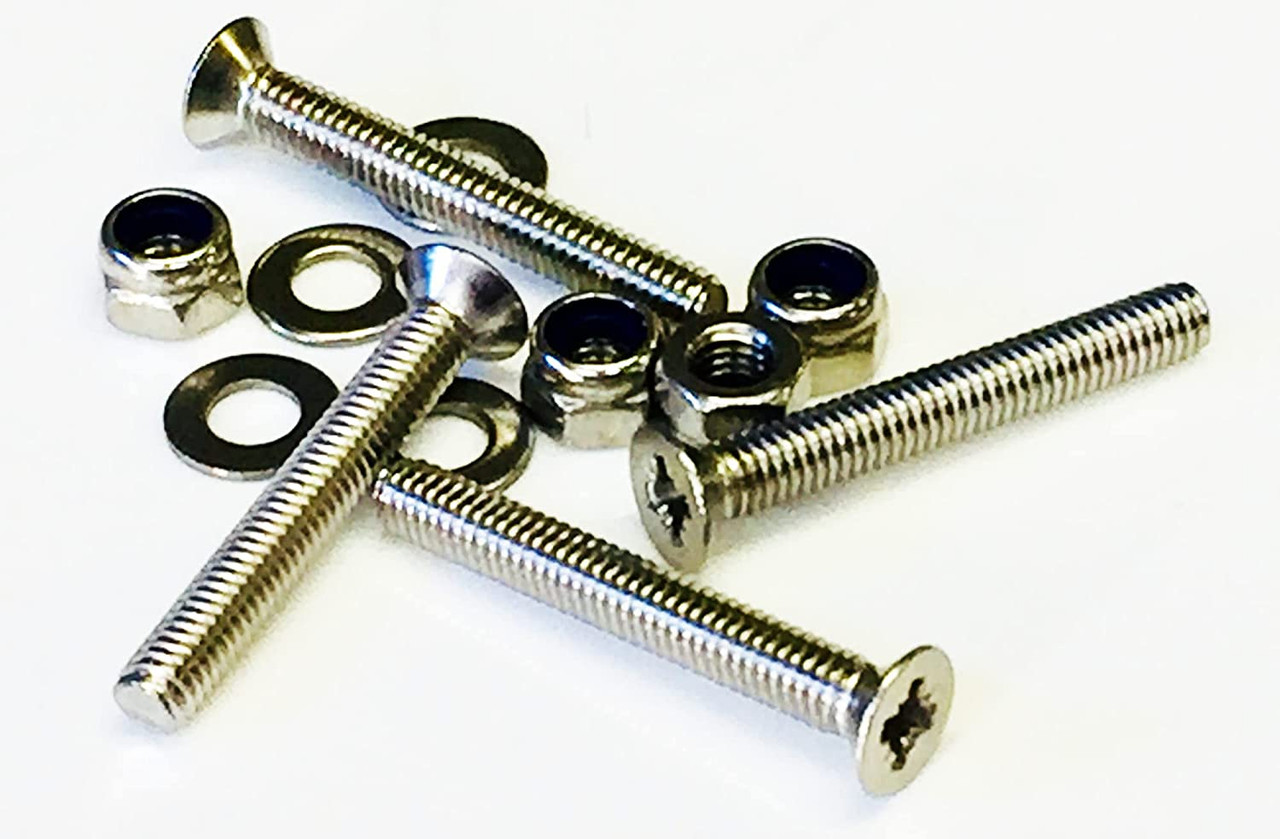 Countersunk Bolt, Nut & Washer (4 Pack) M4 X 30mm (Including Head) A2 Stainless Steel Pozi Countersink Head Bolts/Machine screws (Fully Threaded), with nylock nuts & flat washers (M4)