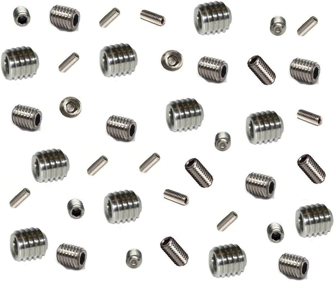 Cup Point Grub Screws Mixed (16 Pack) 6mm Length, Various Metric Threads, M3, M4, M5 & M6. A2 Grade Stainless Steel Hex / Allen Key Socket Cup Point Grub Screw / Set Screws. See Product Description for Full List