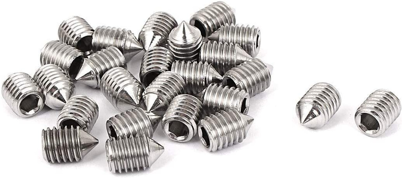 Grub Screws Metric Thread Mixed 40 Pack A2 Stainless Steel Cone Point 10 X M3m4m5 And M6 X 5mm 