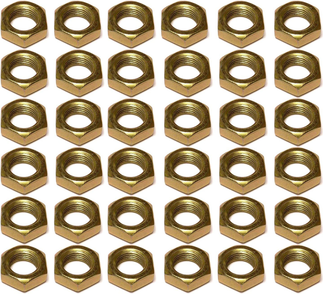 M20 Half Locking Jam Nuts Grade 4 Gold BZP DIN 936 Pack of 36
