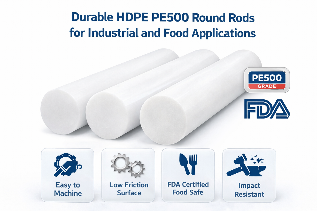 HDPE Round Rod 50mm x 300mm (1.97" x 11.8") White PE500 Engineering Plastic Bar