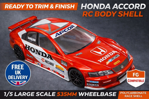 Honda Accord 1/5 scale RC touring car body shell 21 inch wheelbase clear PET large scale