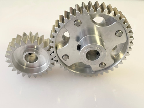 CNC machined 7075 aluminium drive gear and pinion set for FG 1/5 scale RC car