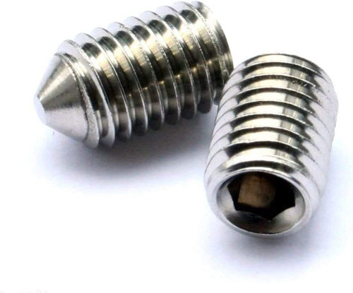 Cone Point Grub Screws Mixed (16 Pack) 5mm Length, Various Metric Threads, M3, M4, M5 & M6. A2 Grade Stainless Steel Hex/Allen Key Socket Cone Point Grub Screw/Set Screws
