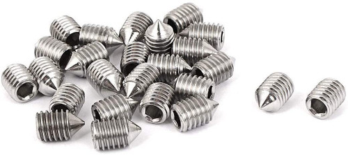 Cone Point Grub Screws Mixed (16 Pack) 8mm Length, Various Metric Threads, M3, M4, M5 & M6. A2 Grade Stainless Steel Hex/Allen Key Socket Cone Point Grub Screw/Set Screws
