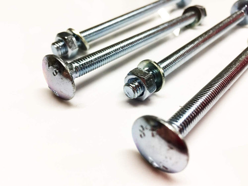 M6 x 100 Coach Bolts Carriage Bolts Cup Square Bolts BZP 4.8Complete with Full Nuts & Form A Washers DIN 603 Pack of 4