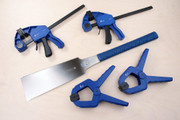 Gyokucho Blue Hard Ryoba 210mm and Shinwa Clamp Bundle