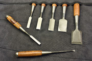 japanese beginners chisels set of 7 on tool roll