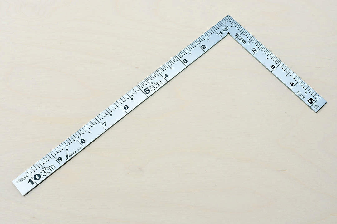 Square Shacles Shinwa Hard Chrome Carpenter Square - 1 Shaku with 4 Scales