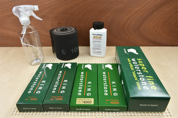 Deluxe Waterstone Sharpening Kit with bottle