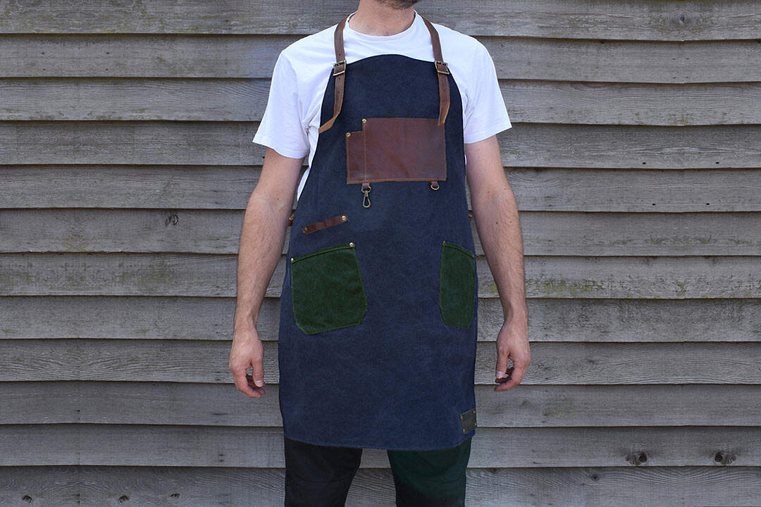 Blue Denim apron Swiss | Crossover Denim aprons | Ace Chef Apparels |