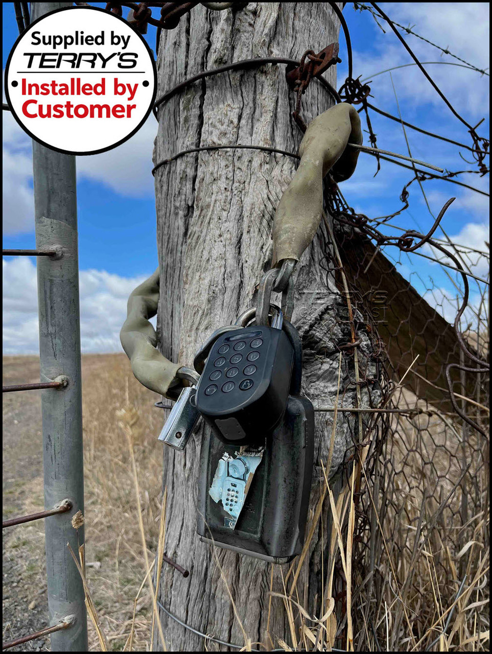 Igloohome Smart Bluetooth Padlock 2 installed on a farm gate &mdash; supplied by Terry's Gold Coast Smart Locks, installed by customer