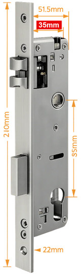 Vault Hinged/Swinging Mortice - 85mm Lock Centres - 304 Stainless Steel