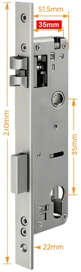 Vault Hinged/Swinging Mortice - 85mm Lock Centres - 304 Stainless Steel
