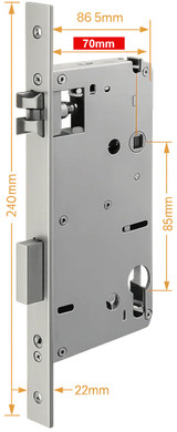 Vault Hinged/Swinging Mortice - 85mm Lock Centres - 304 Stainless Steel