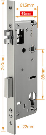 Vault Hinged/Swinging Mortice - 85mm Lock Centres - 304 Stainless Steel