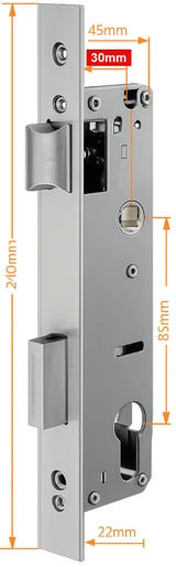 Vault Hinged/Swinging Mortice - 85mm Lock Centres - 304 Stainless Steel